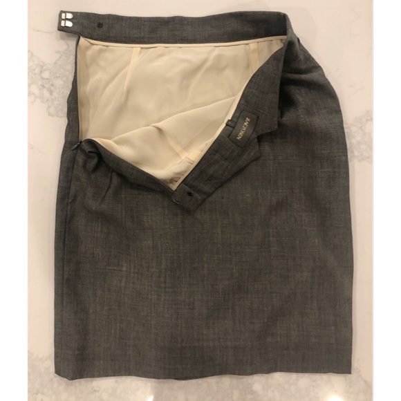 ZAC POSEN Gray Pleated Gathered Side Wrap Mini Skirt SZ 8 Fits 4 - Picture 9 of 12